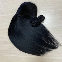 Натуральные волосы на заколках 50см 160г - черные #1