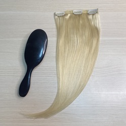 Натуральные волосы 40см - одна прядь на 3 заколках, пепельный блонд #60 
