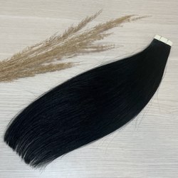 PREMIUM волосы на лентах 35 см - Черный #1