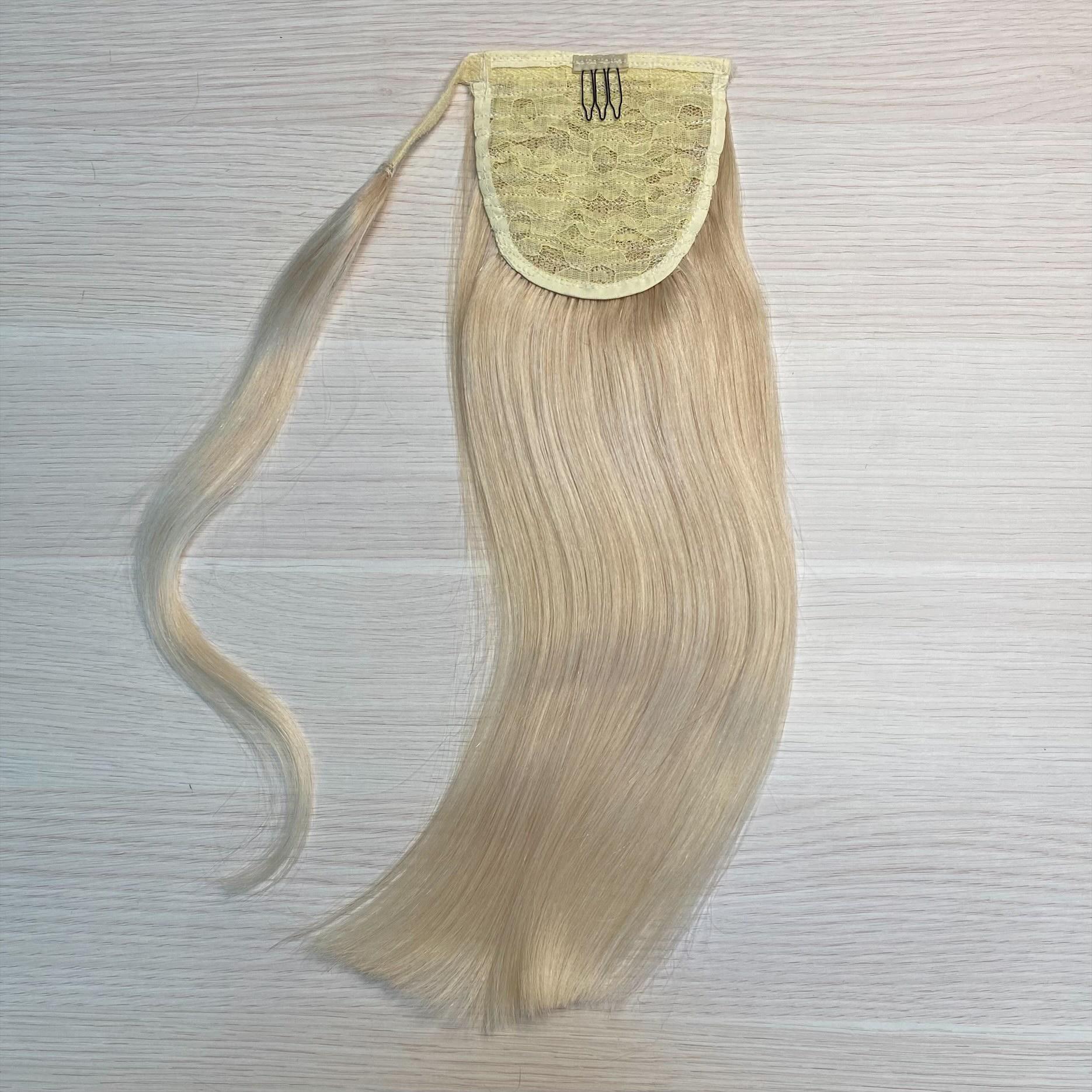 Шиньон - хвост из натуральных волос светлый блонд