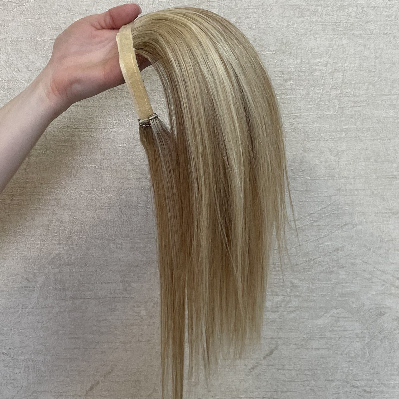 Светлый мелированный хвост - шиньон из натуральных волос 35см