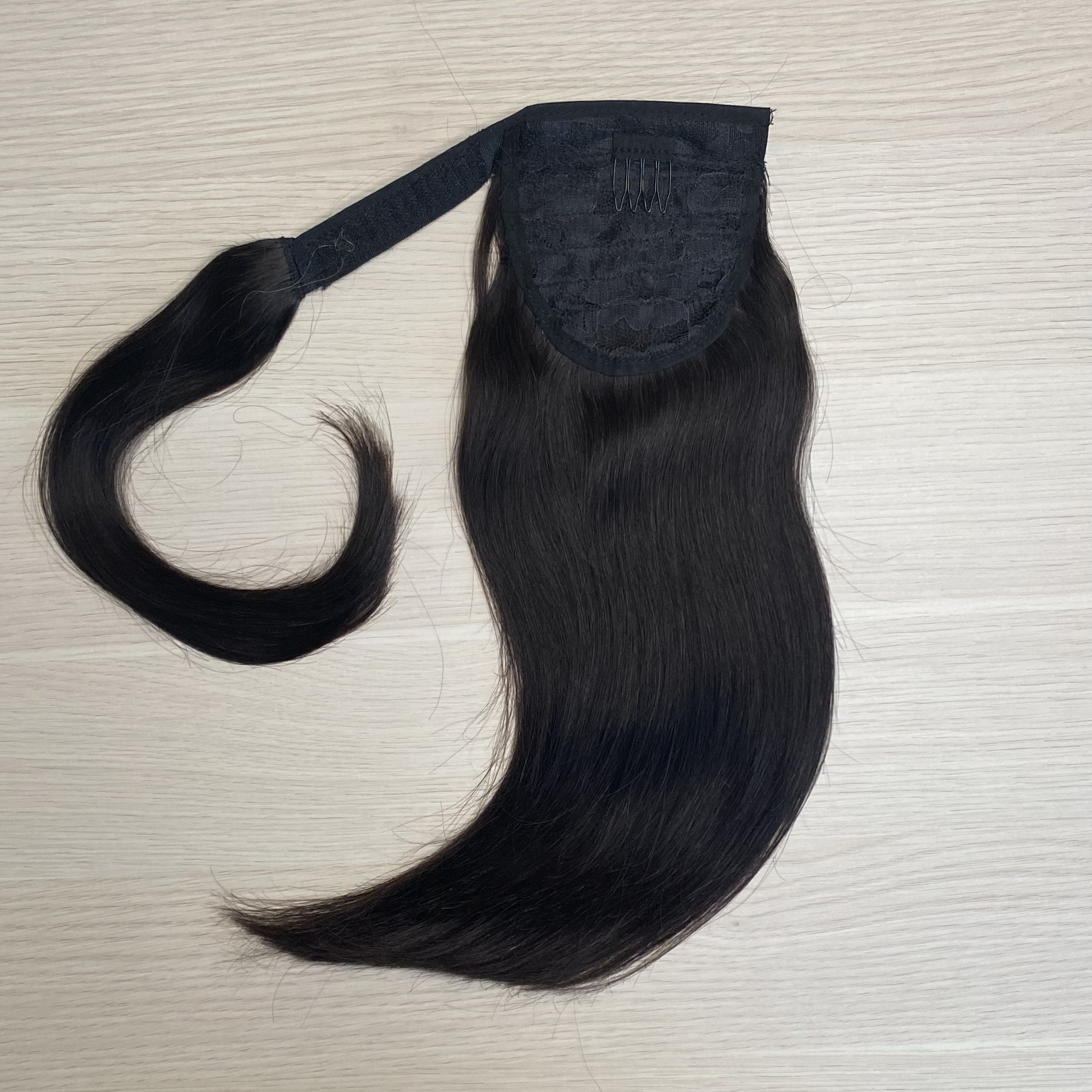Шиньон - хвост из натуральных волос - черный с шоколадным отливом #1б