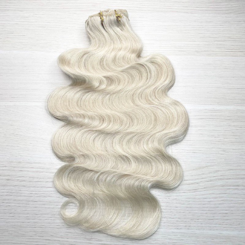 Натуральные волнистые Premium волосы на заколках 50см 100г - Пепельный блонд #60