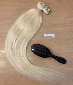 Европейские волосы на заколках 65см 120г, пепельный блонд