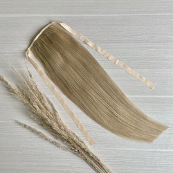 Шиньон хвост из натуральных волос 50см - темный блонд #22