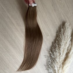 Натуральные волосы на лентах 50см 20 лент 40г  #8 русый