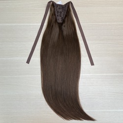 Хвост из натуральных волос коричневый #4 60см