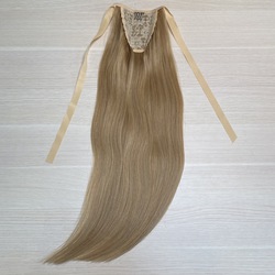 Хвост из натуральных волос 60см 100г - затемненный блонд #22