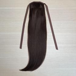 Накладной хвост из волос натуральный 50см 60г - горький шоколад #2