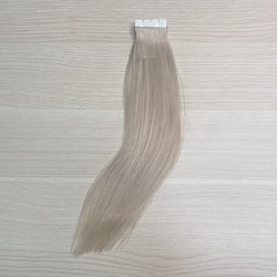 Натуральные волосы на лентах 30 см 20 прядей - серебристый блонд #60c