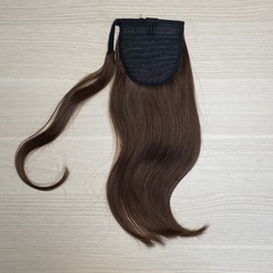 Шиньон - хвост из натуральных волос 35см - коричневый #4