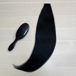 PREMIUM натуральные волосы на лентах 50см 20 прядей (50г) - черные #1