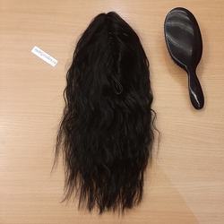 Хвост - шиньон на крабе из натуральных волос 40см 100г повышенная густота - черный #1