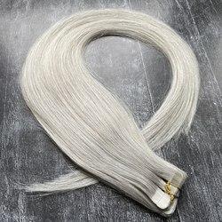Натуральные волосы на лентах 60см 20 прядей 50грамм - серебристые #60c