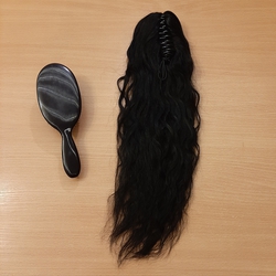 Хвост - шиньон на крабе из натуральных волос 50см 100г - черный #1