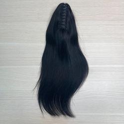 Шиньон - хвост на крабе из натуральных волос  40см - черный #1