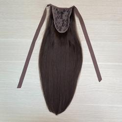 Накладной хвост из волос натуральный 40см 60г- горький шоколад #2