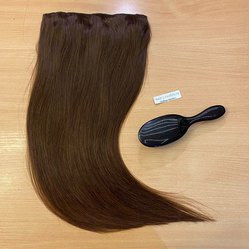 Натуральные волосы на заколках - однопрядка 60см 120г коричневый #4