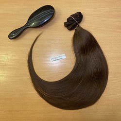 Натуральные волосы  на заколках 55см 100 г - коричневый #4