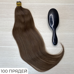 Натуральные волосы на капсулах 50см 100прядей 50г - темно-русый #6