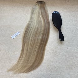 Натуральные волосы на заколках 3 пряди 50см 85г - пепельное мелирование #60/613