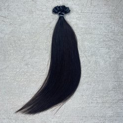 Волосы натуральные для наращивания на капсулах 30см 50пр 25г - #1