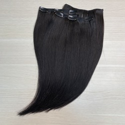 AMERA | Натуральные волосы на заколках 40см 60г - черный с шоколадным отливом #1b
