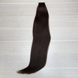 PREMIUM натуральные волосы на лентах 50см (20 лент) 50 грамм - горький шоколад  #2