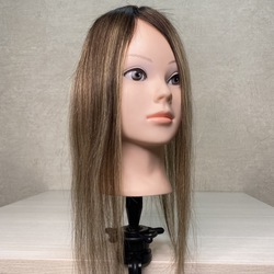 Теменная накладка из натуральных волос 40 см - омбре с мелированием