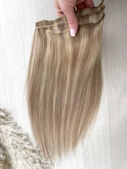 Премиум натуральные волосы на заколках 40см 60г - светлое мелирование #16/613