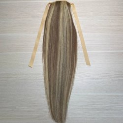 Хвост из натуральных волос  50см 60г-пепельно-русый,мелированный #10/613 