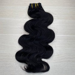 Натуральные волнистые Premium волосы на заколках 50см 100г - Черный с коричневым отливом #1b