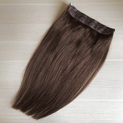 Однопрядь из натуральных волос на заколках 50см 100г - коричневый #4