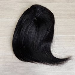Накладка из натуральных волос 12х12 см -Черный с коричневым отливом #1b