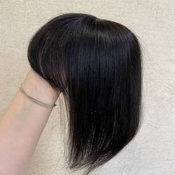 Накладка из натуральных волос 8х8 см -  Черный с коричневым отливом #1b