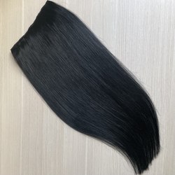Натуральные волосы на заколках - однопрядь 65 см 120г черные