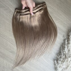 Премиум натуральные накладные пряди на заколках 40см 60г - светло-бежевый # 16 
