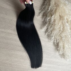 Натуральные волосы на лентах 45 см 20 лент 40г  #1b черный с коричневым отливом