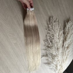 Натуральные волосы на лентах 45 см 20 лент 40г  #16/22 светло-русый с легким мелированием