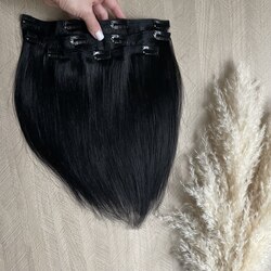 AMERA Натуральные волосы на заколках 30см 60г - черный с коричневым отливом #1b