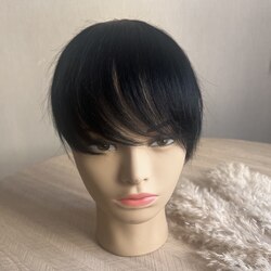 Накладная челка из натуральных волос без боковых прядей -  # 1 черный 