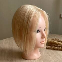 Мини накладка из натуральных волос на теменную зону - пшеничный блонд