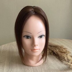 Мини накладка из натуральных волос на теменную зону - #6 русый-шатен